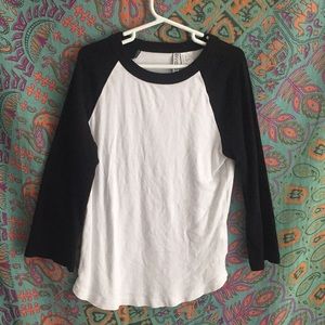 Black and white baseball tee